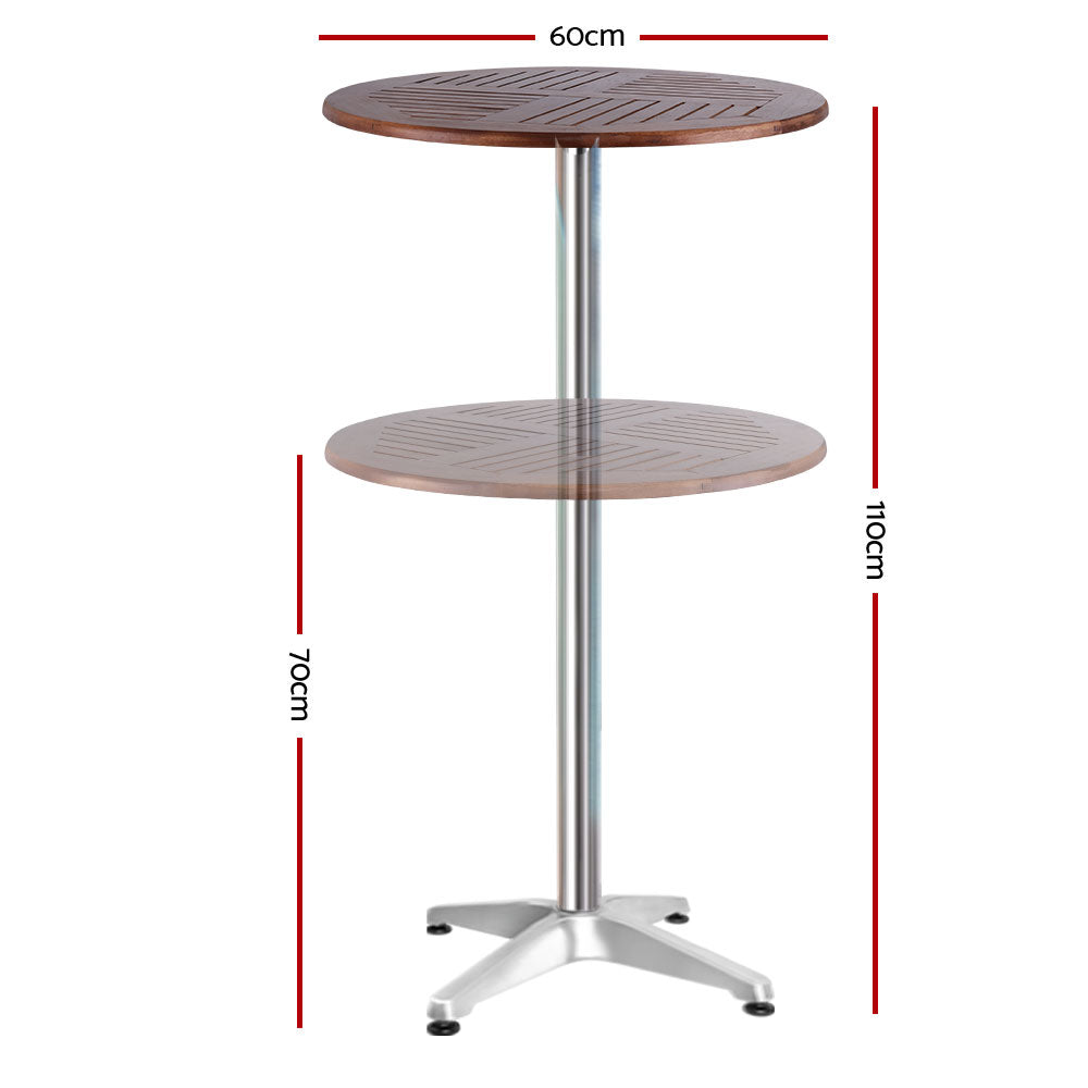 Gardeon Outdoor Bar Table Wooden Cafe Table Aluminium Pole Round - Bring To Door 