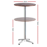 Thumbnail for Gardeon Outdoor Bar Table Wooden Cafe Table Aluminium Pole Round - Bring To Door 