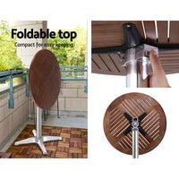 Thumbnail for Gardeon Outdoor Bar Table Wooden Cafe Table Aluminium Pole Round - Bring To Door 