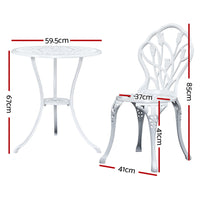 Thumbnail for Gardeon 3PC Outdoor Setting Bistro Set Chairs Table Cast Aluminum Patio Furniture Tulip White - Bring To Door 