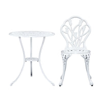 Thumbnail for Gardeon 3PC Outdoor Setting Bistro Set Chairs Table Cast Aluminum Patio Furniture Tulip White - Bring To Door 