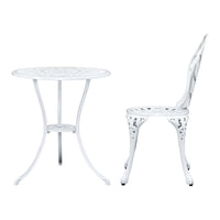 Thumbnail for Gardeon 3PC Outdoor Setting Bistro Set Chairs Table Cast Aluminum Patio Furniture Tulip White - Bring To Door 