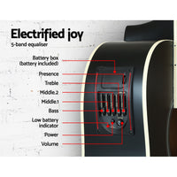 Thumbnail for Alpha 41 Inch Acoustic Guitar Equaliser Electric Output Cutaway w/ Stand Black