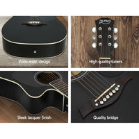 Thumbnail for Alpha 41 Inch Acoustic Guitar Equaliser Electric Output Cutaway w/ Stand Black