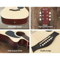 Thumbnail for Alpha 41 Inch Acoustic Guitar Equaliser Electric Output Cutaway w/ Stand Wood