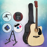 Thumbnail for Alpha 41 Inch Acoustic Guitar Equaliser Electric Output Cutaway w/ Stand Wood