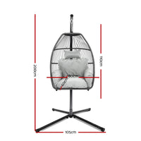 Thumbnail for Gardeon Outdoor Egg Swing Chair Wicker Rope Furniture Pod Stand Cushion Grey - Bring To Door 