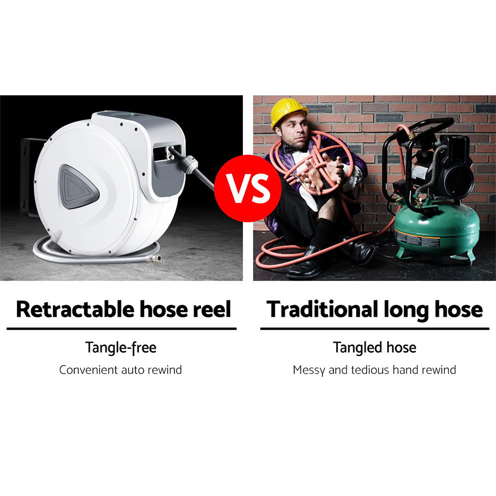 Giantz Air Hose Reel 20m Retractable Rewind Swivel Wall Mount Compressor Garage - Bring To Door 