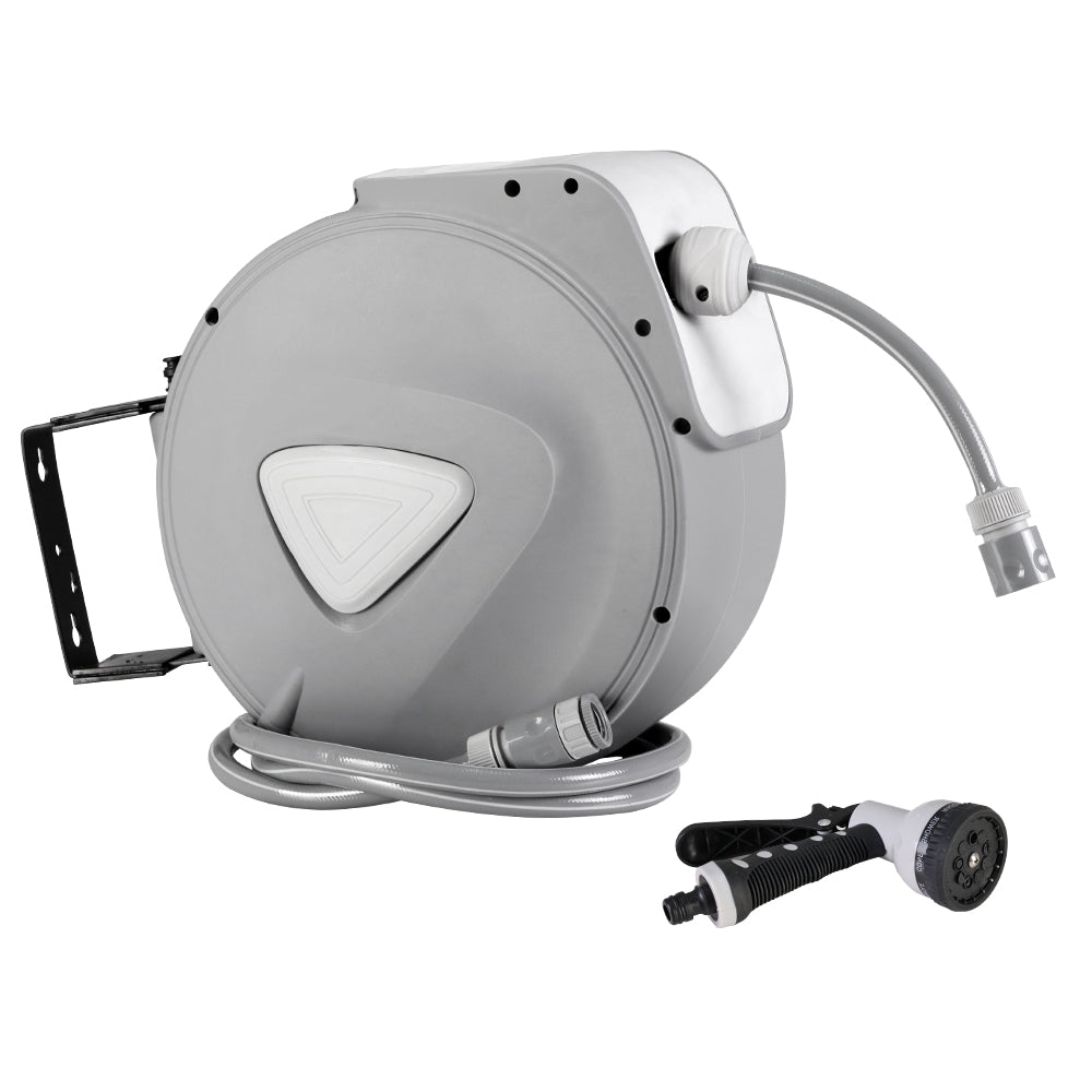 Water Hose Reel 10M Retractable Auto Rewind Garden Spray Gun - Bring To Door 