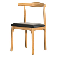 Thumbnail for Artiss Dining Chair Rubber Wood Leather Seat Black