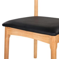 Thumbnail for Artiss Dining Chair Rubber Wood Leather Seat Black