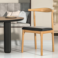 Thumbnail for Artiss Dining Chair Rubber Wood Leather Seat Black