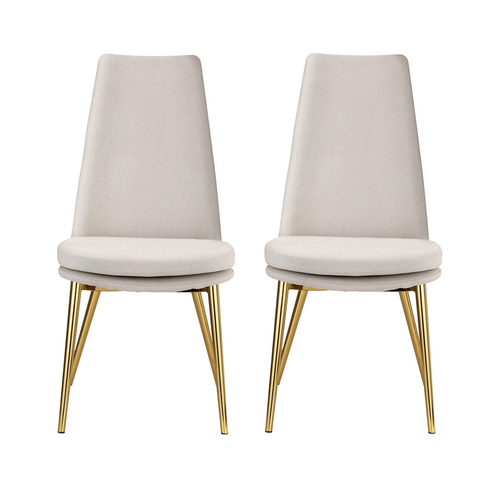 Artiss Dining Chairs Set of 2 Linen Fabric High Back Beige - Bring To Door 