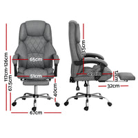 Thumbnail for Artiss Executive Office Chair Fabric Footrest Grey