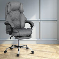 Thumbnail for Artiss Executive Office Chair Fabric Footrest Grey