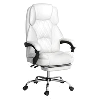 Thumbnail for Artiss Executive Office Chair Leather Footrest White