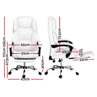 Thumbnail for Artiss Executive Office Chair Leather Footrest White