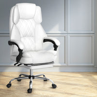 Thumbnail for Artiss Executive Office Chair Leather Footrest White