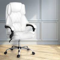 Thumbnail for Artiss Executive Office Chair Leather Recliner White