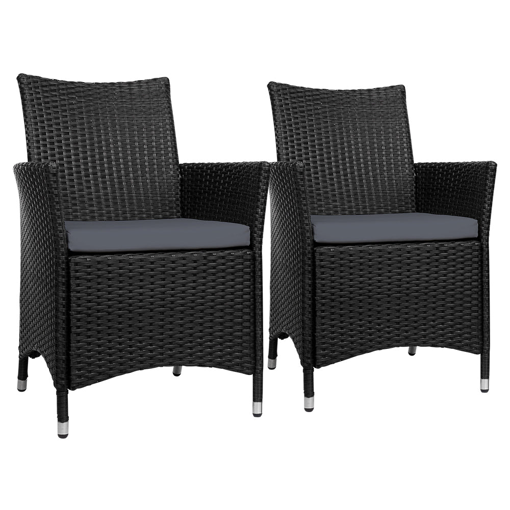 Gardeon 2PC Outdoor Dining Chairs Patio Furniture Wicker Garden Cushion Idris - Bring To Door 