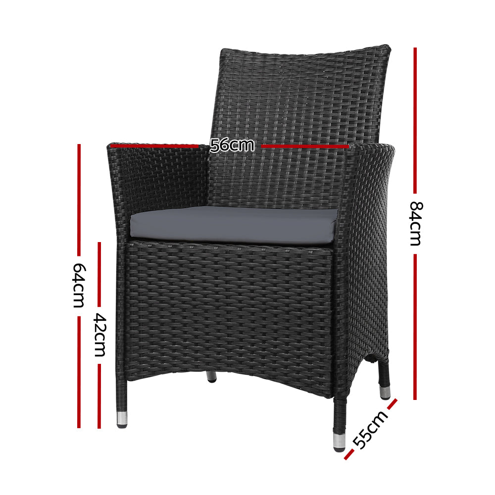 Gardeon 2PC Outdoor Dining Chairs Patio Furniture Wicker Garden Cushion Idris - Bring To Door 