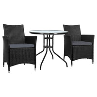 Thumbnail for Gardeon 3PC Bistro Set Outdoor Furniture Rattan Table Chairs Cushion Patio Garden Idris - Bring To Door 