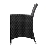 Thumbnail for Gardeon 3PC Bistro Set Outdoor Furniture Rattan Table Chairs Cushion Patio Garden Idris - Bring To Door 