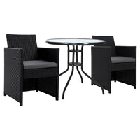 Thumbnail for Gardeon 3PC Bistro Set Outdoor Furniture Rattan Table Chairs Cushion Patio Garden Hugo - Bring To Door 