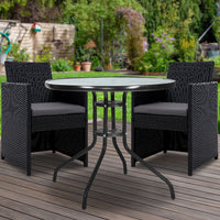 Thumbnail for Gardeon 3PC Bistro Set Outdoor Furniture Rattan Table Chairs Cushion Patio Garden Hugo - Bring To Door 