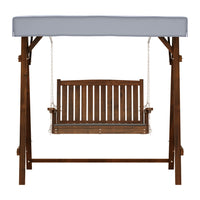 Thumbnail for Gardeon Outdoor Wooden Swing Chair Garden Bench Canopy Cushion 2 Seater Charcoal - Bring To Door 