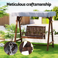 Thumbnail for Gardeon Outdoor Wooden Swing Chair Garden Bench Canopy Cushion 2 Seater Charcoal - Bring To Door 