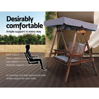 Thumbnail for Gardeon Outdoor Wooden Swing Chair Garden Bench Canopy Cushion 2 Seater Charcoal - Bring To Door 