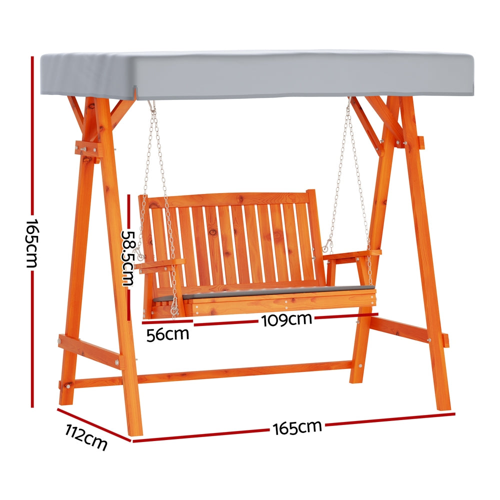 Gardeon Swing Chair Wooden Garden Bench Canopy 2 Seater Outdoor Furniture - Bring To Door 