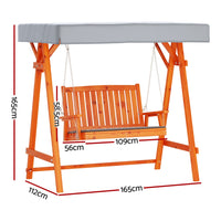 Thumbnail for Gardeon Swing Chair Wooden Garden Bench Canopy 2 Seater Outdoor Furniture - Bring To Door 