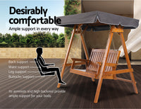 Thumbnail for Gardeon Swing Chair Wooden Garden Bench Canopy 2 Seater Outdoor Furniture - Bring To Door 