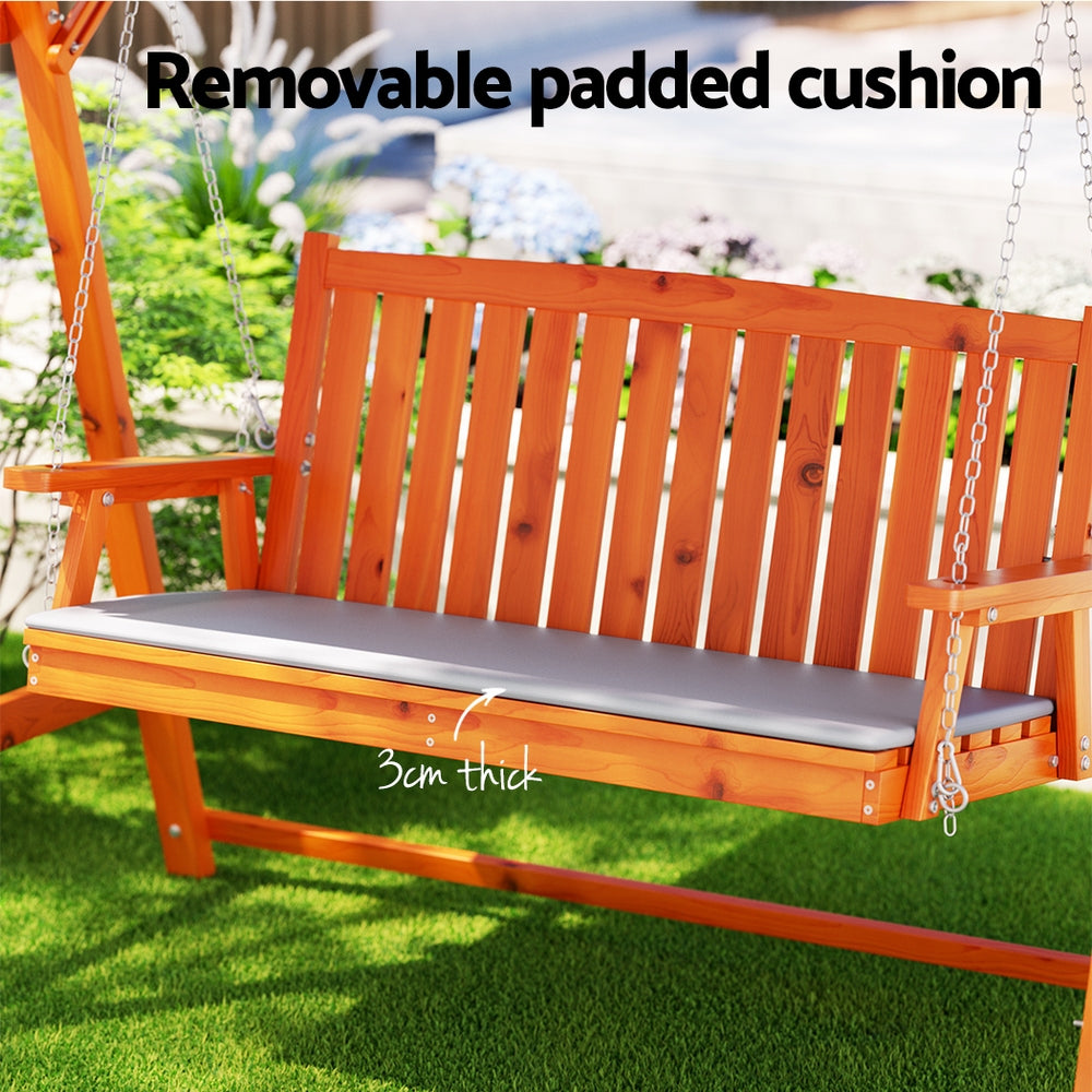 Gardeon Wooden Swing Chair Garden Bench Canopy 3 Seater Outdoor Furniture - Bring To Door 