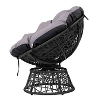 Thumbnail for Gardeon Outdoor Lounge Setting Papasan Chair Wicker Table Garden Furniture Black