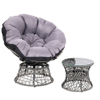 Thumbnail for Gardeon Outdoor Lounge Setting Papasan Chair Wicker Table Garden Furniture Grey