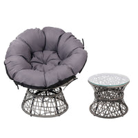 Thumbnail for Gardeon Outdoor Lounge Setting Papasan Chair Wicker Table Garden Furniture Grey