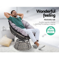 Thumbnail for Gardeon Outdoor Lounge Setting Papasan Chair Wicker Table Garden Furniture Grey