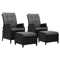 Thumbnail for Gardeon 2PC Recliner Chair Sun lounge Wicker Lounger Outdoor Furniture Adjustable Black - Bring To Door 