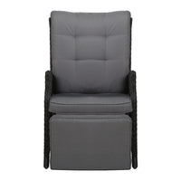 Thumbnail for Gardeon Recliner Chairs Sun lounge Wicker Lounger Outdoor Furniture Patio Adjustable Black - Bring To Door 