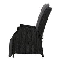 Thumbnail for Gardeon Recliner Chairs Sun lounge Wicker Lounger Outdoor Furniture Patio Adjustable Black - Bring To Door 