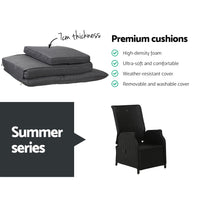 Thumbnail for Gardeon Recliner Chairs Sun lounge Wicker Lounger Outdoor Furniture Patio Adjustable Black - Bring To Door 