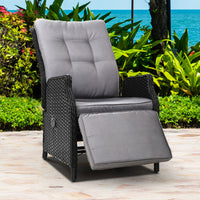 Thumbnail for Gardeon Recliner Chairs Sun lounge Wicker Lounger Outdoor Furniture Patio Adjustable Black - Bring To Door 