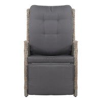 Thumbnail for Gardeon 2PC Recliner Chairs Sun lounge Wicker Lounger Outdoor Furniture Adjustable Grey - Bring To Door 