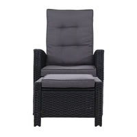 Thumbnail for Gardeon Recliner Chair Sun lounge Wicker Lounger Outdoor Patio Furniture Adjustable Black - Bring To Door 