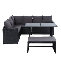 Thumbnail for Gardeon Outdoor Dining Set Sofa Lounge Setting Chairs Table Bench Black Cover - Bring To Door 