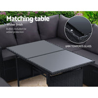 Thumbnail for Gardeon Outdoor Dining Set Sofa Lounge Setting Chairs Table Bench Black Cover - Bring To Door 