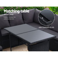 Thumbnail for Gardeon Outdoor Dining Set Sofa Lounge Setting Chairs Table Ottoman Black Cover - Bring To Door 